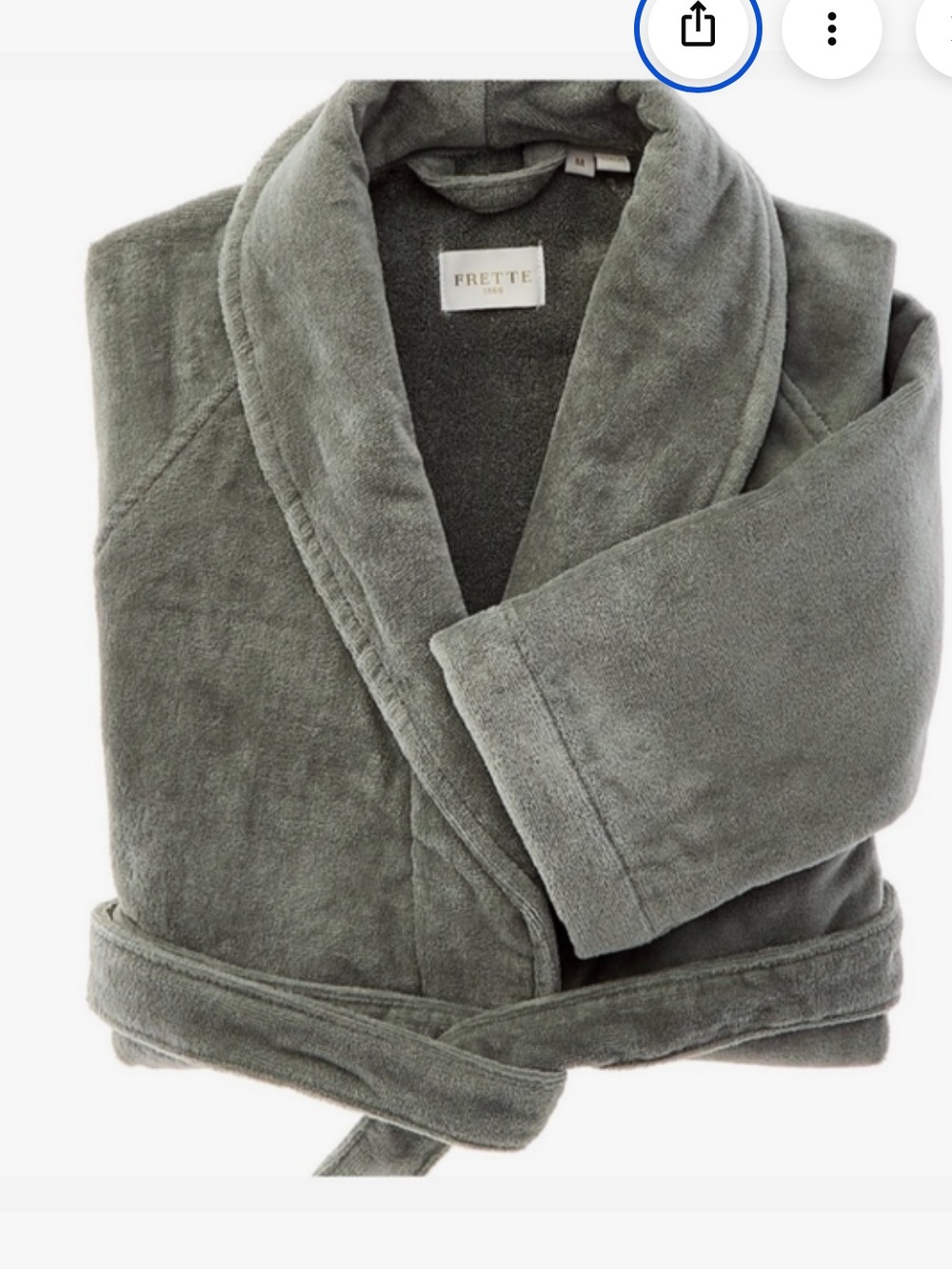 NWT Grey Frette Unisex VELOUR Terry SHAWL COLLAR Cotton Bath